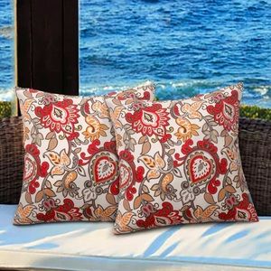 NWT Boho Floral Outdoor Waterproof Throw Pillow Covers 2pk 18”x18”